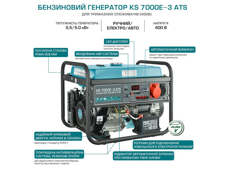 Бензиновий генератор KS 7000E-3 ATS 12 фото