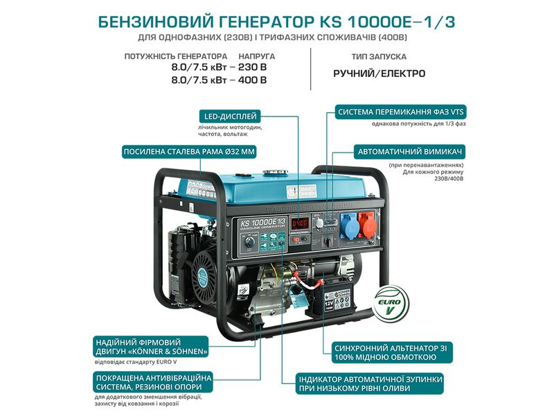 Бензиновий генератор KS 10000E 1/3 5 фото